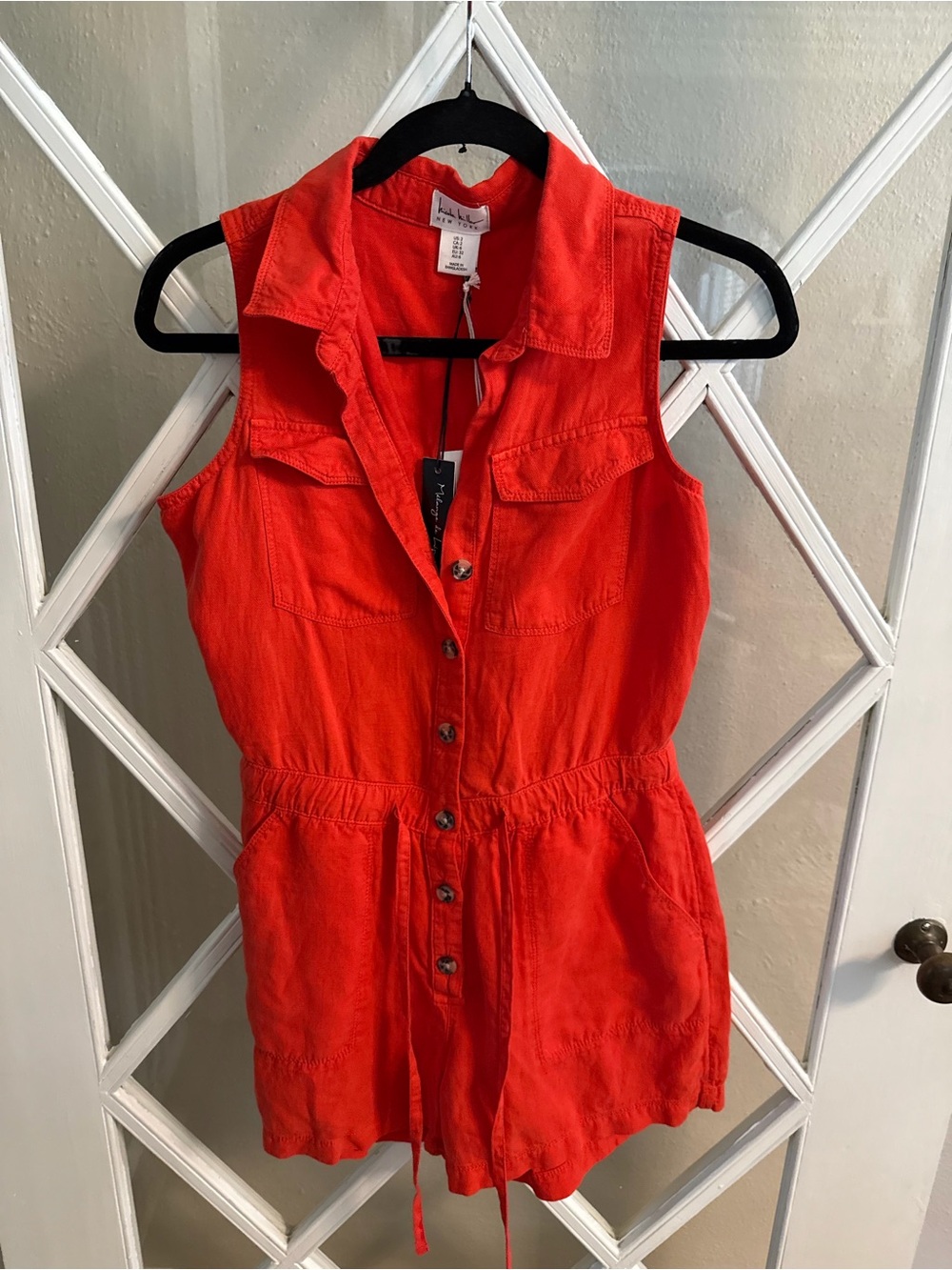 Sleeveless Button-Front Romper